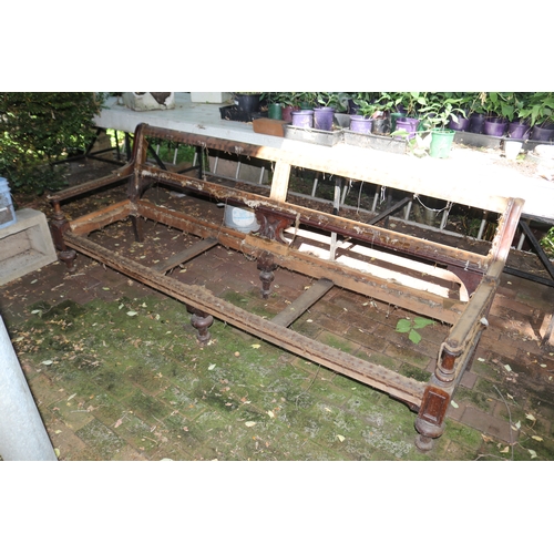 2786 - Long antique walnut town hall bench for restoration
