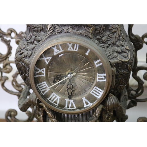 2017 - French style mantle clock, battery operated, untested, approx 47cm H x 33cm W x 20cm D