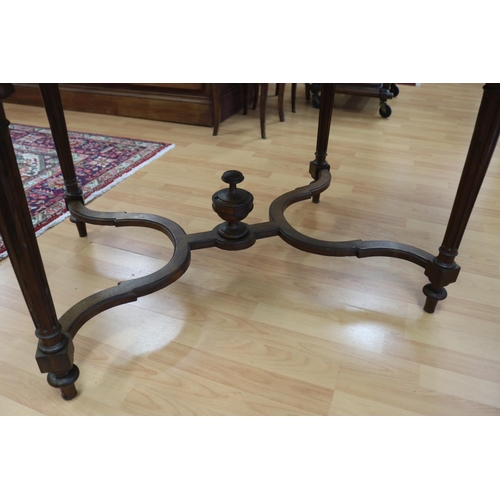 2030 - Antique French rosewood single drawer centre table, with shaped stretchers below, approx 73cm H x 12... 