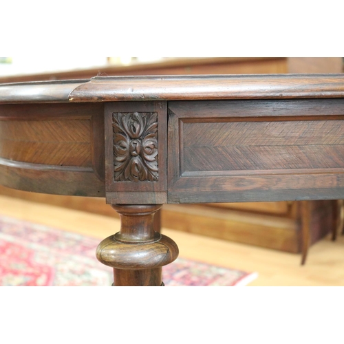 2030 - Antique French rosewood single drawer centre table, with shaped stretchers below, approx 73cm H x 12... 