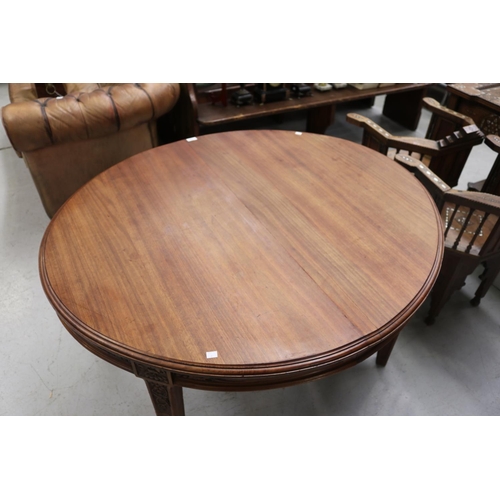 2034 - French Art Deco oval dining table, carved apron and legs, approx 72cm H x 125cm W x 113cm D