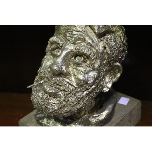 2063 - Bust on wooden stand, (unknown artist) 
 approx 26cm H x 15cm W x 17cm L