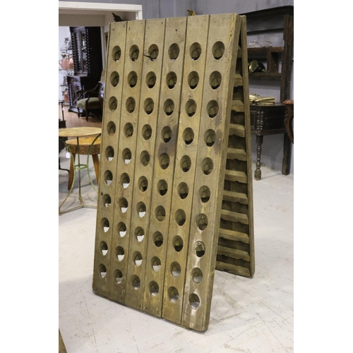 2072 - French oak champagne A frame riddling rack, approx 151.5cm H x 73cm W