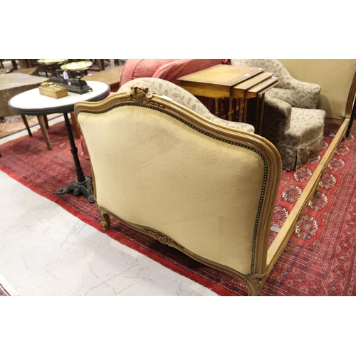 2075 - French Louis XV bed, approx 90cm H x 212cm L x 95cm D