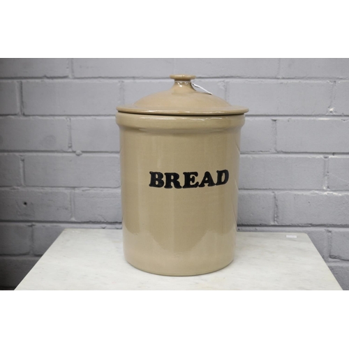 2077 - Ceramic lidded bread pot, approx 35cm H x 24cm D