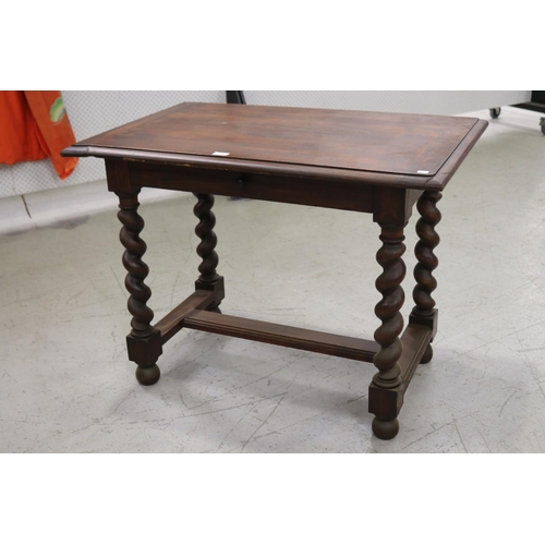 2092 - Antique French Renaissance revival barley twist support side table, with stretchers below, approx 75... 
