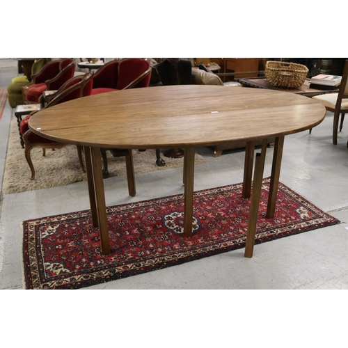 2096 - Good quality Georgian style drop side wake table, channelled square legs, approx, 77cm H x 47cm W x ... 