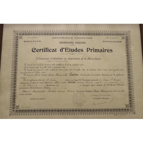 2098 - Framed French certificate, approx 29cm x 39cm