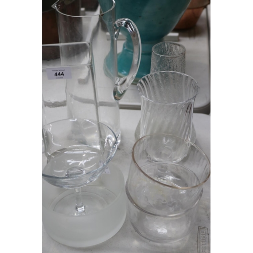 2228 - Good selection of modern glass - jugs,  bowls, vases etc, approx 30cm H and shorter