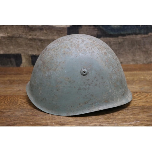 2245 - Soviet steel helmet shell, approx 18cm H x 28cm W x 24cm D