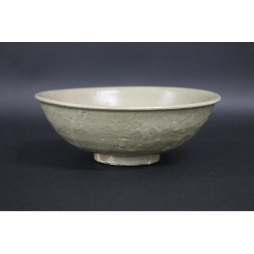 2257 - Early antique Chinese celadon glazed lotus bowl, approx 6.5cm H x 17.5cm Dia