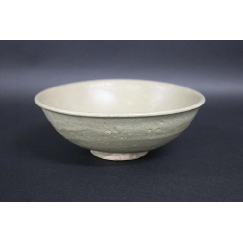 2257 - Early antique Chinese celadon glazed lotus bowl, approx 6.5cm H x 17.5cm Dia