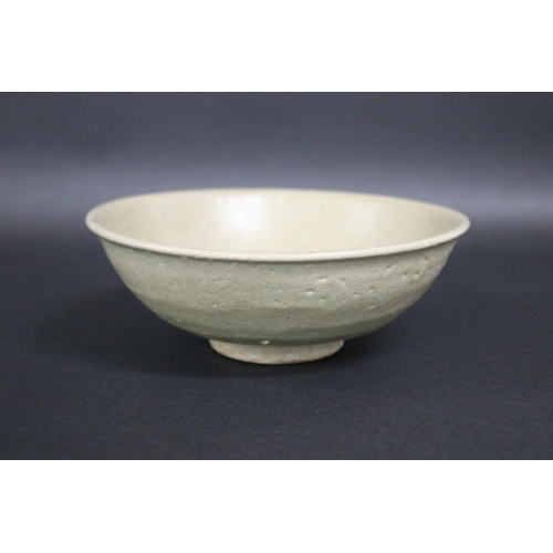 2257 - Early antique Chinese celadon glazed lotus bowl, approx 6.5cm H x 17.5cm Dia