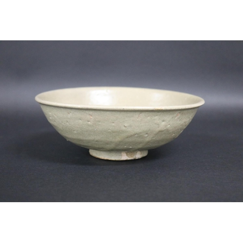 2257 - Early antique Chinese celadon glazed lotus bowl, approx 6.5cm H x 17.5cm Dia