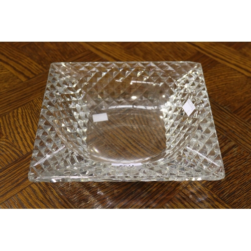 2258 - Large crystal ash tray, has some chips, approx 6cm H x 23cm sq