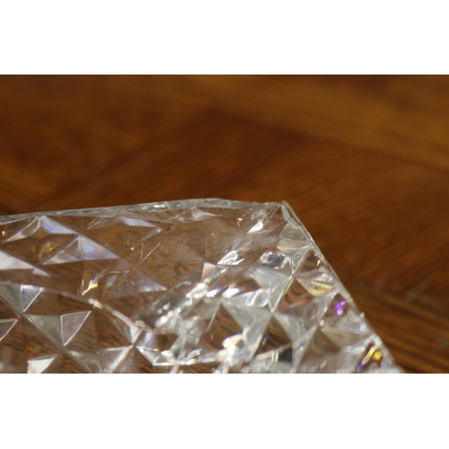 2258 - Large crystal ash tray, has some chips, approx 6cm H x 23cm sq