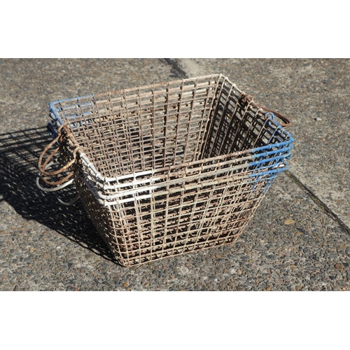 2313 - Four French wire work oyster baskets, approx 25cm H x 50cm W x 29cm D (4)