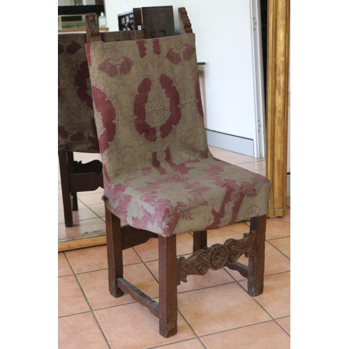 2406 - Antique 17th century Italian chair, approx 110cm H x 51cm W x 41cm L