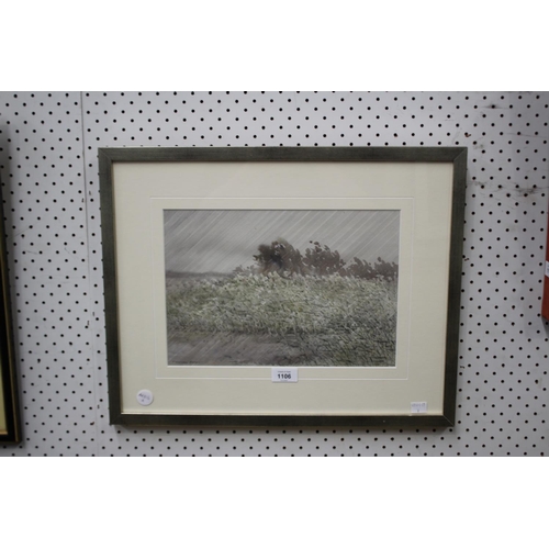 1106 - Frederic Bates (1918-2009) Australia, watercolour, reeds in the rain, signed lower left, approx 23 c... 