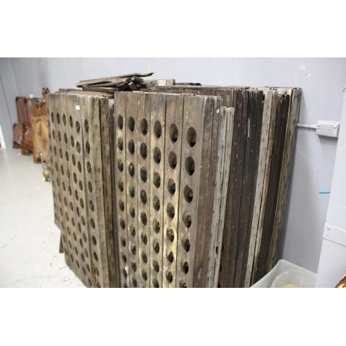 2006 - Huge assortment of broken French A frame champagne racks for restoration, each approx 152cm H x 72cm... 