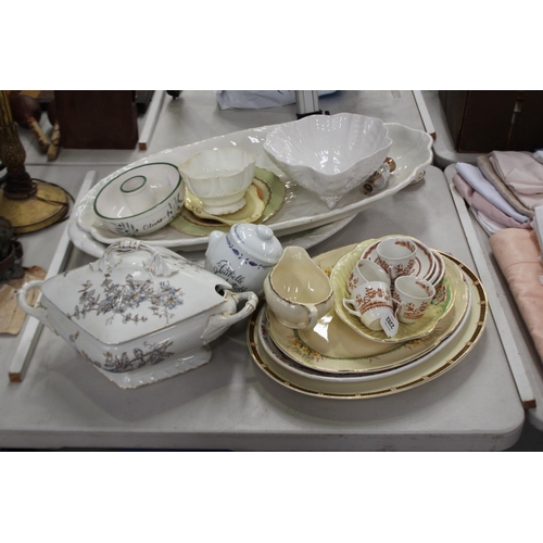 2282 - Large assortment of porcelain and ceramics to include large serving trays etc, approx 64cm W and sma... 