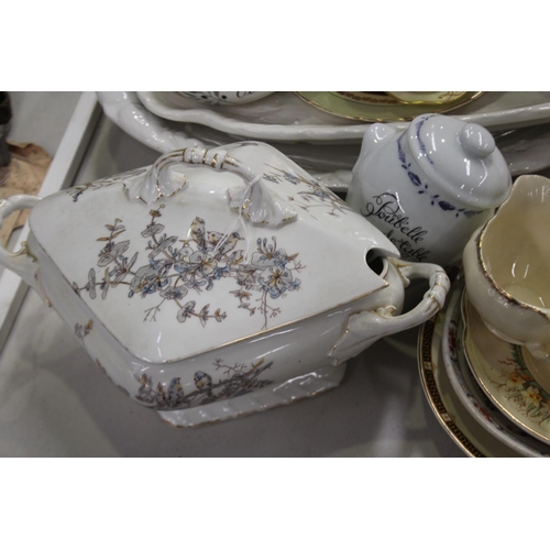 2282 - Large assortment of porcelain and ceramics to include large serving trays etc, approx 64cm W and sma... 