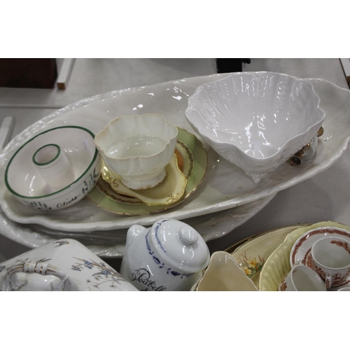 2282 - Large assortment of porcelain and ceramics to include large serving trays etc, approx 64cm W and sma... 