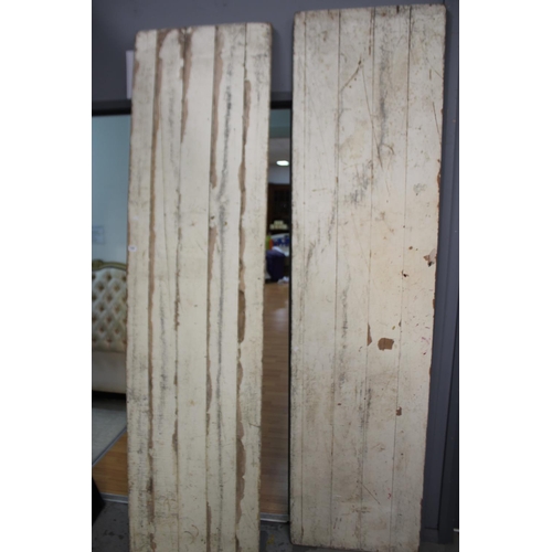 2324 - Two long painted wooden table tops, each approx 240cm x 61cm (2)