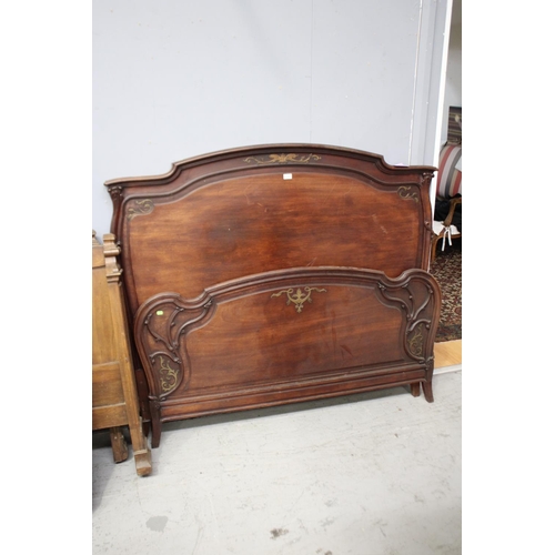 2340 - Fine antique French Bed , no rails, approx 137cm H x 159cm W