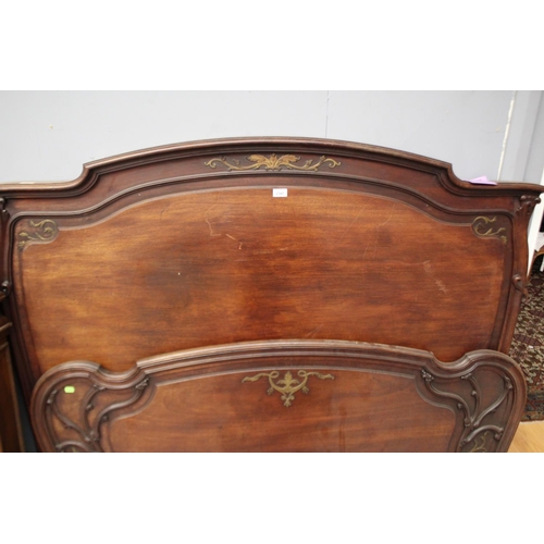2340 - Fine antique French Bed , no rails, approx 137cm H x 159cm W
