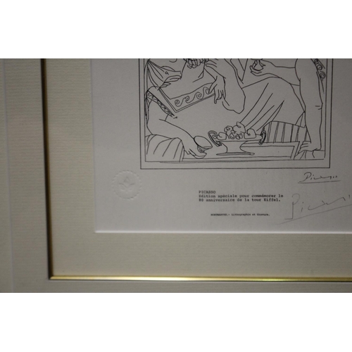 1003 - Picasso Lithograph Special Edition,. 80th Anniversary Eiffel Tower, approx 26cm x 20cm