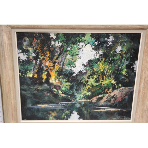 1037 - French school, river landscape, oil on canvas, signed lower right, approx 44cm x 53cm