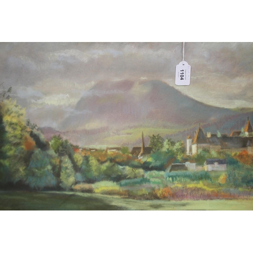 1104 - Unframed & unknown French school, town & park scene, watercolour, approx 40cm x 55cm