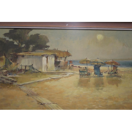 1070 - James H. Kibart, Deserted Beach, signed, oil on board, approx 59cm x 66.5cm