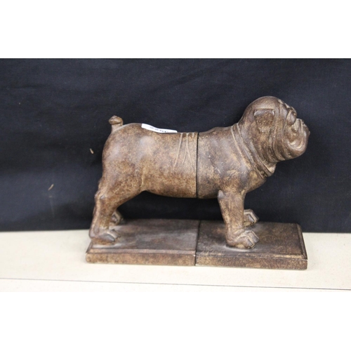 2256 - Bull dog two part book end, approx 17cm H x 23cm L (2)