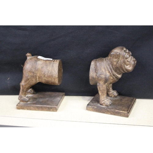 2256 - Bull dog two part book end, approx 17cm H x 23cm L (2)