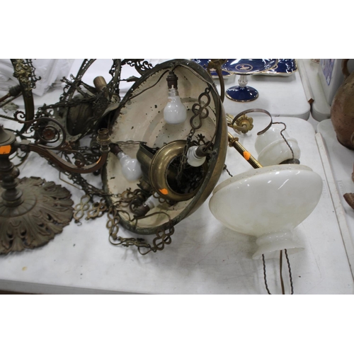 2295 - Good lot of assorted chandelier and light pendant parts, approx 44cm Dia and smaller