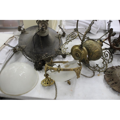 2295 - Good lot of assorted chandelier and light pendant parts, approx 44cm Dia and smaller