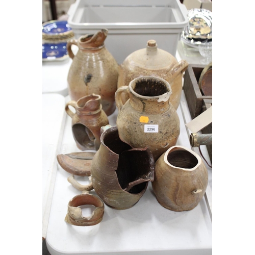 2296 - Assortment of broken French pottery pots etc, approx 34cm H and shorter