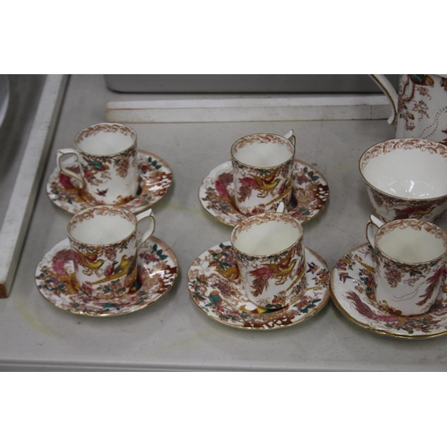 2302 - Part Crown Derby Olde Avesbury pattern service (Missing one cup) approx 22cm H and shorter