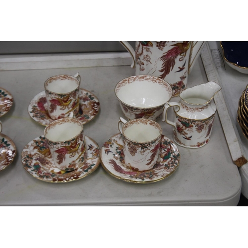 2302 - Part Crown Derby Olde Avesbury pattern service (Missing one cup) approx 22cm H and shorter