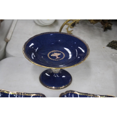 2303 - Copeland Spode blue ground dessert service, approx 14cm H x 24cm Dia and smaller