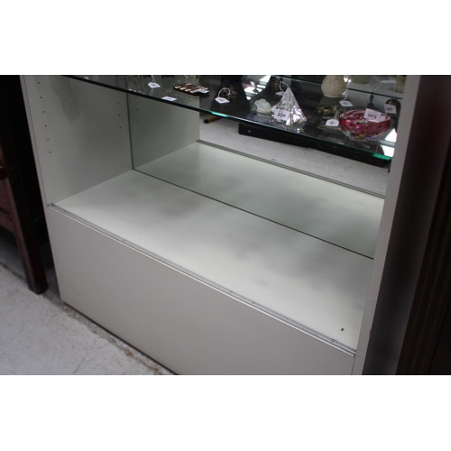 2355 - Display cabinet, no doors, no lights, approx 213cm H x 131cm W x 45cm D