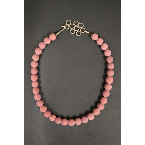 2427 - Unusual pink/lilac coral bead necklace with silver circular clasp. Modern Australian Jewellery. Purc... 
