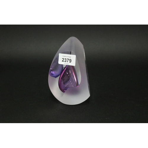 2379 - Clear glass piece, like a drop with colours, approx 14cm H