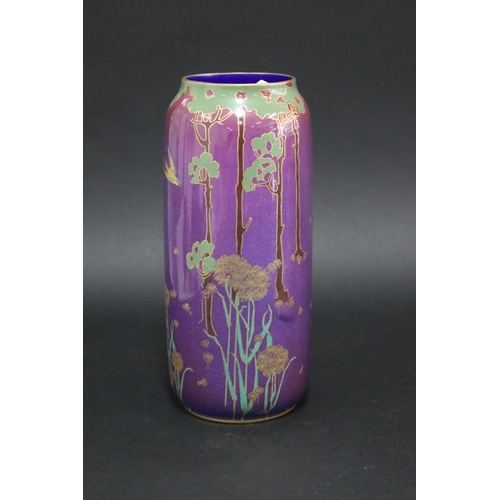 2384 - Royal Doulton purple and gold vase, approx 22cm H