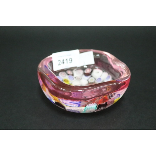 2419 - Millefiori small bowl, approx 5cm H x 10cm Sq