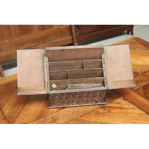 2237 - Tramp art stationary box, approx 30cm H x 30cm W x 15cm D