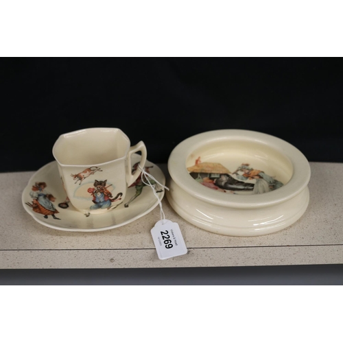 2269 - Doulton cups & saucers, approx 15cm dia and smaller