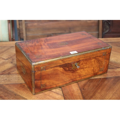 2293 - Antique English writing slope box, approx 19cm H x 48cm W x 28cm D